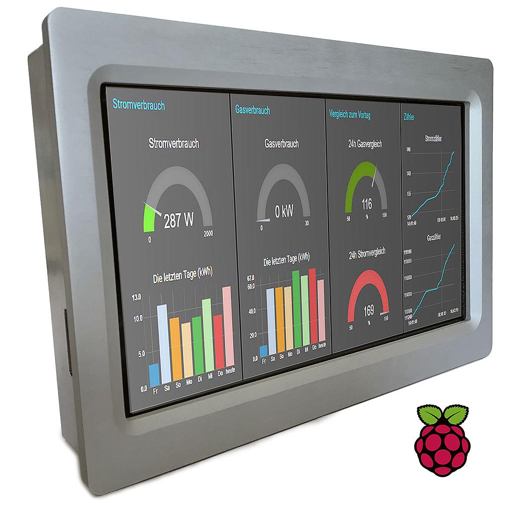 TouchBerry PI 10.1 4B (Panel PC Industrial EMC Aluminio - Raspberry PI 4B 4GB RAM + Tarjeta pSLC 8Gb µSD sin Sistema Operativo, Ventilador adicional)