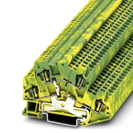 Borna para DIN Rail Verde/Amarillo de Doble Nivel. 500V Sujeción con resorte