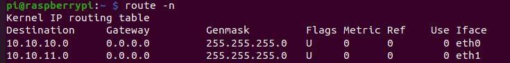 Raspberry Pi Ethernet Routing Table